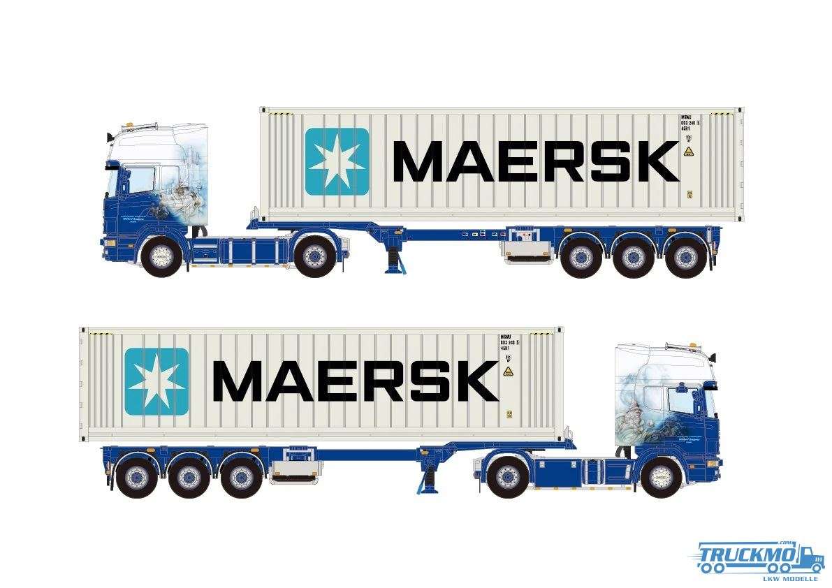 WSI WIlbert Kuijpers Scania 4-Serie Topline 4x2 Container Semitrailer 3axle + 40ft Reefer Container 02-3398