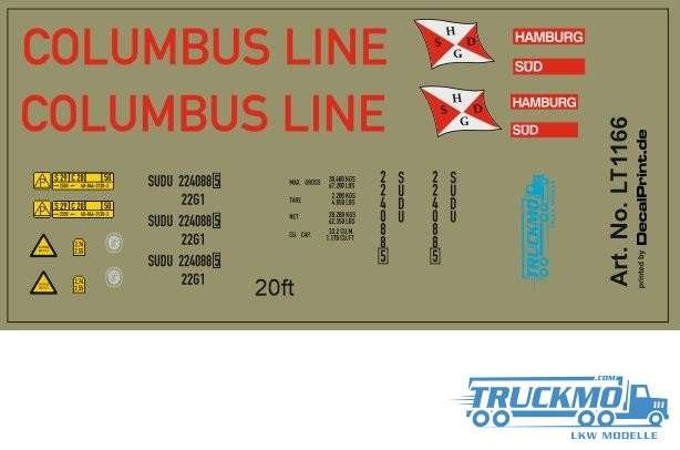 TRUCKMO Decal Columbus Line 20ft Container LT1166