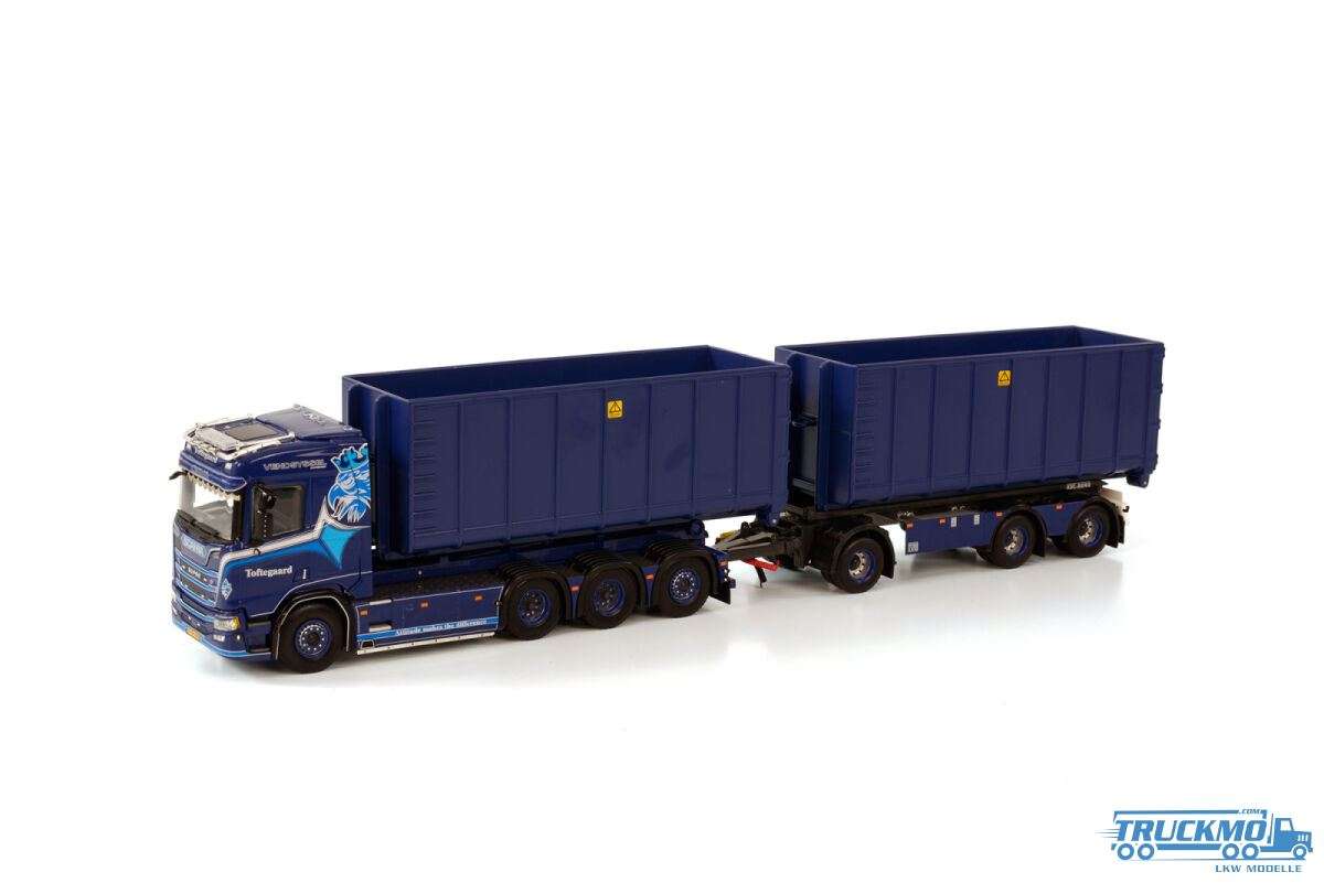 WSI Toftegard Scania R Normal CR20N 8x4 Riged Drawbar Truck + Hooklift System + Container 01-3845