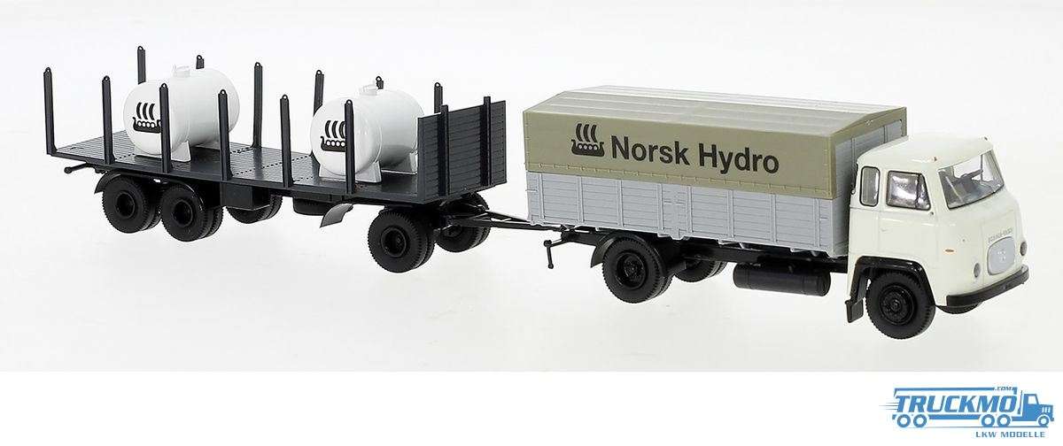 Brekina Norsk Hydro Scania LB 76 PP stake trailer 85055
