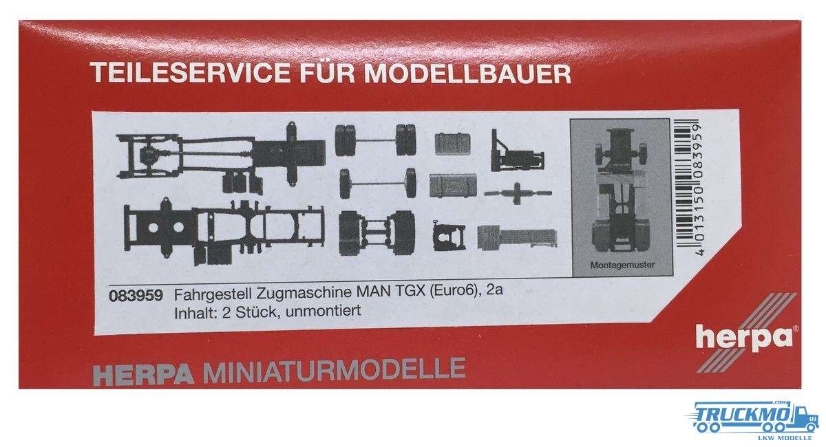 Herpa Zugmaschinen Fahrgestell MAN TGX Euro 6, 2achs Inhalt: 2 Stück LKW-Modell 083959