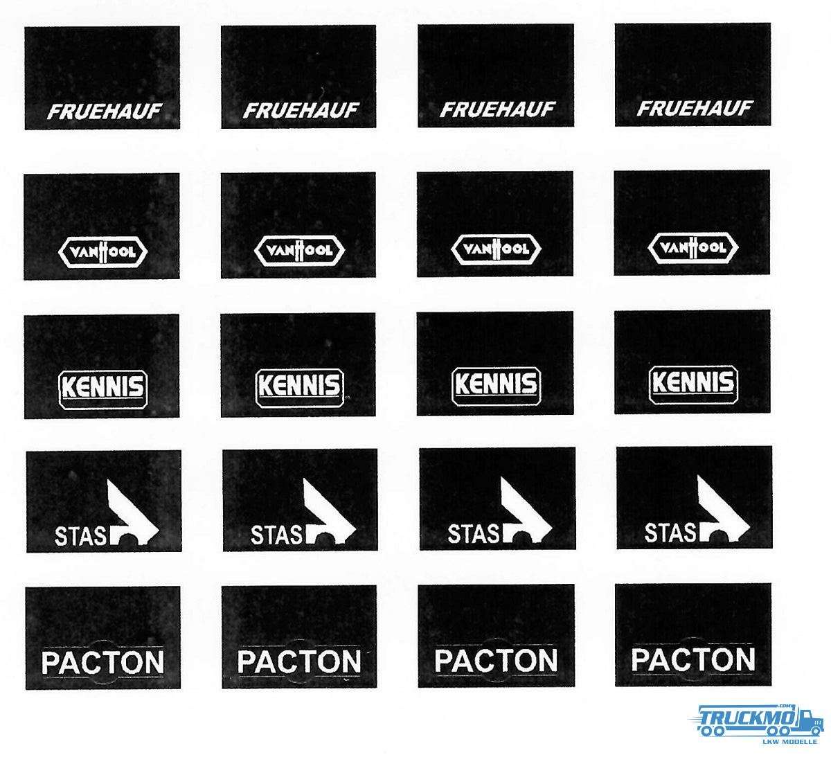 Tekno Decals Stickerset 19 Fruehauf, Vantool, Kennis, Stas, Pacton 020-067 80478