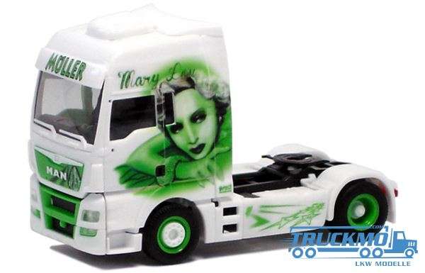 Herpa Müller &quot;Mary Lou&quot; truck model MAN TGX XXL Euro 6 tractor 2achs