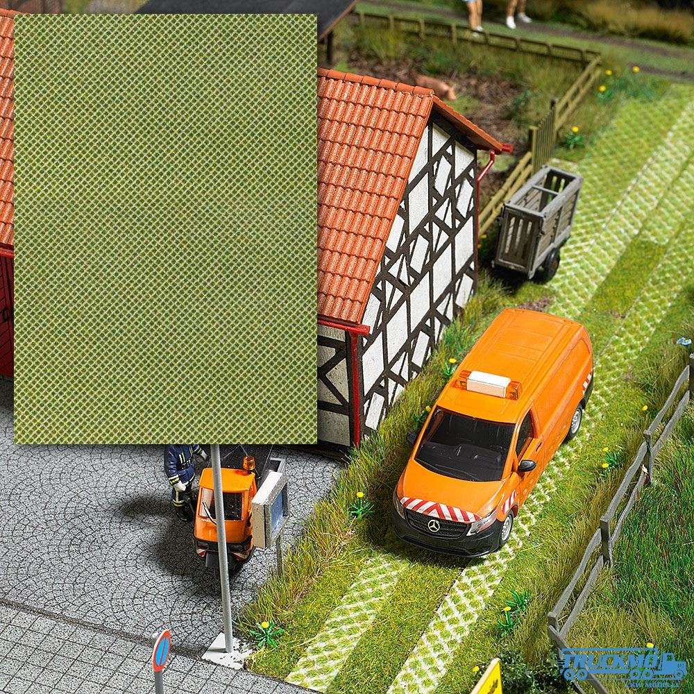 Busch 3D paving block panel with grass openings H0 1:87 7430