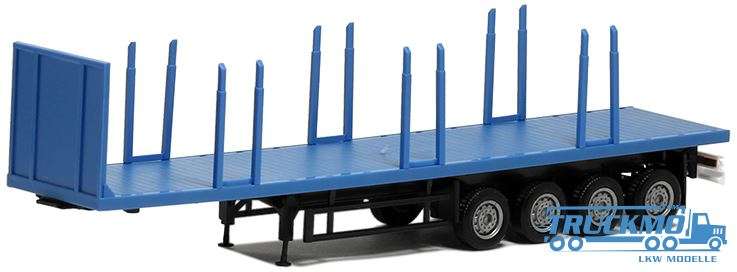Herpa stake plateau trailer 4axle (skyblue, Chassis black) 671629